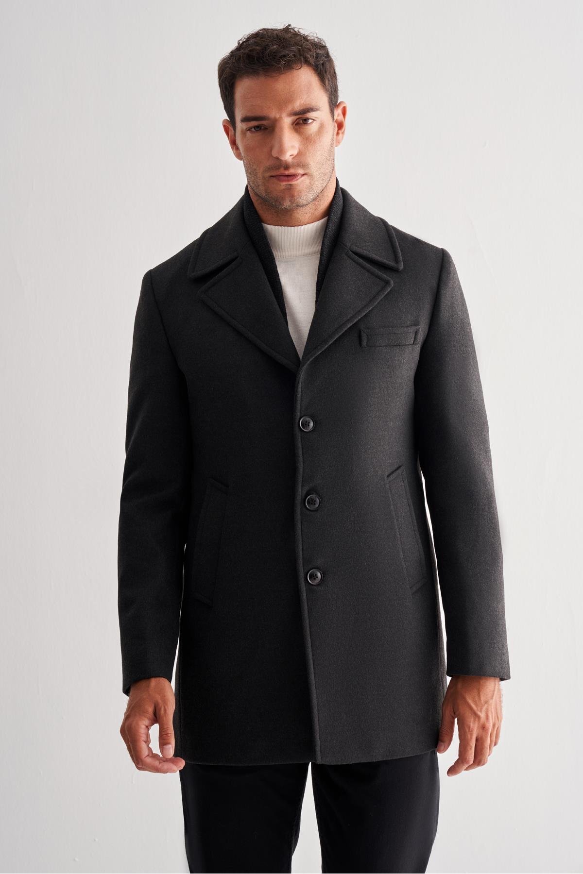 İmza Men's Dark Anthracite Mono Collar Classic Comfort Fit