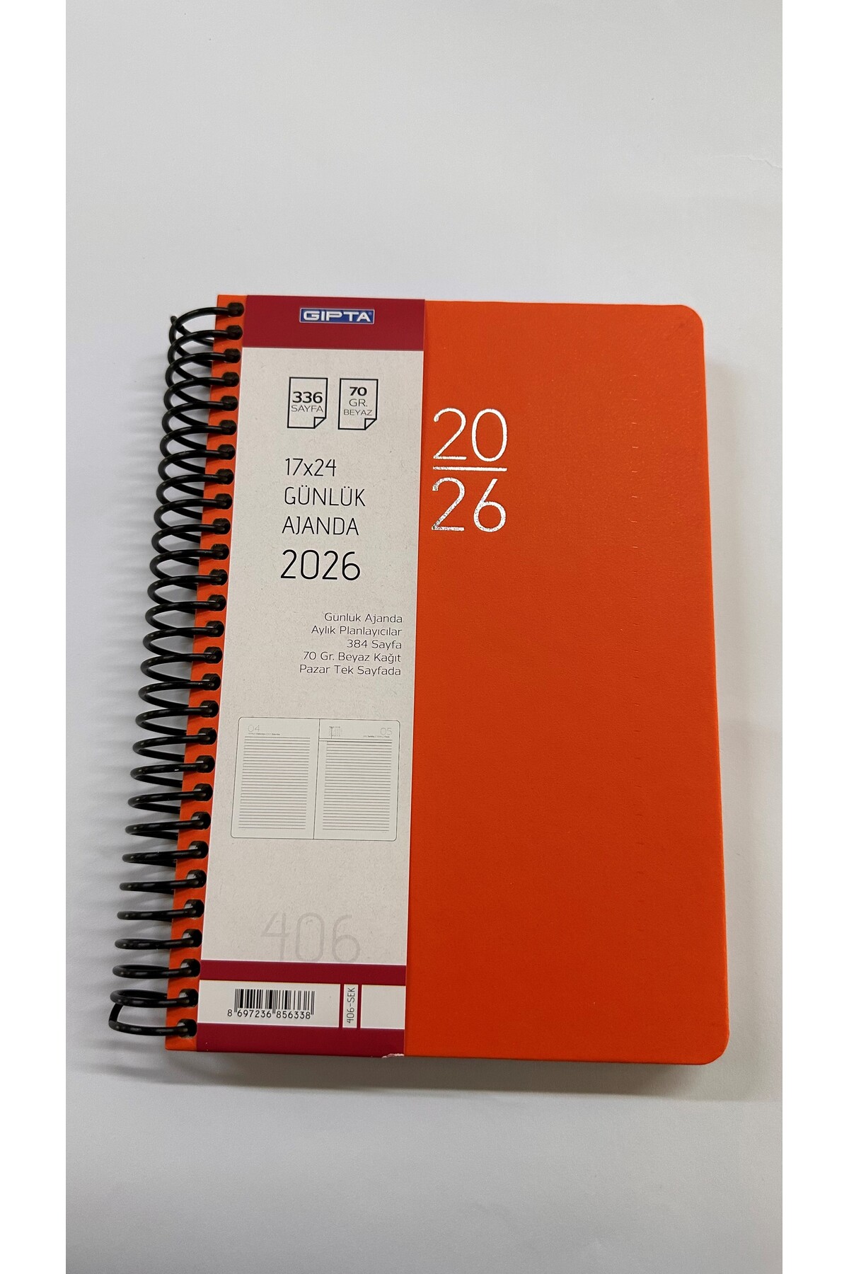 Gıpta ajanda 2026 Sert Kapak Günlük Çizgili Beyaz Ajanda 17x24