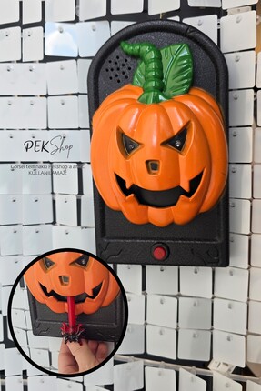 PEKSHOP Halloween Bal Kabağı Kapı Zili Sesli Hareketli Cadılar Bayramı Kapı Z...