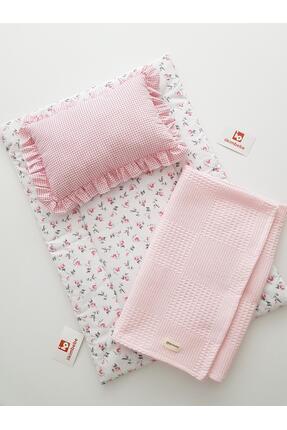 ilkimbebe Çiçekli Pike Bebek Battaniyeli 3lü Alt Açma Seti
