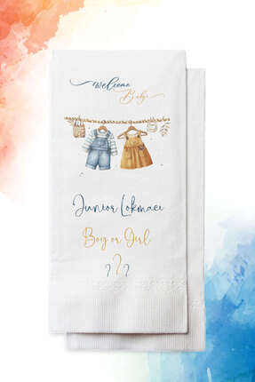 nna tasarım 50 Adet Kişiye Özel Isim Baskılı Cinsiyet Partisi Sunum Peçetesi ...