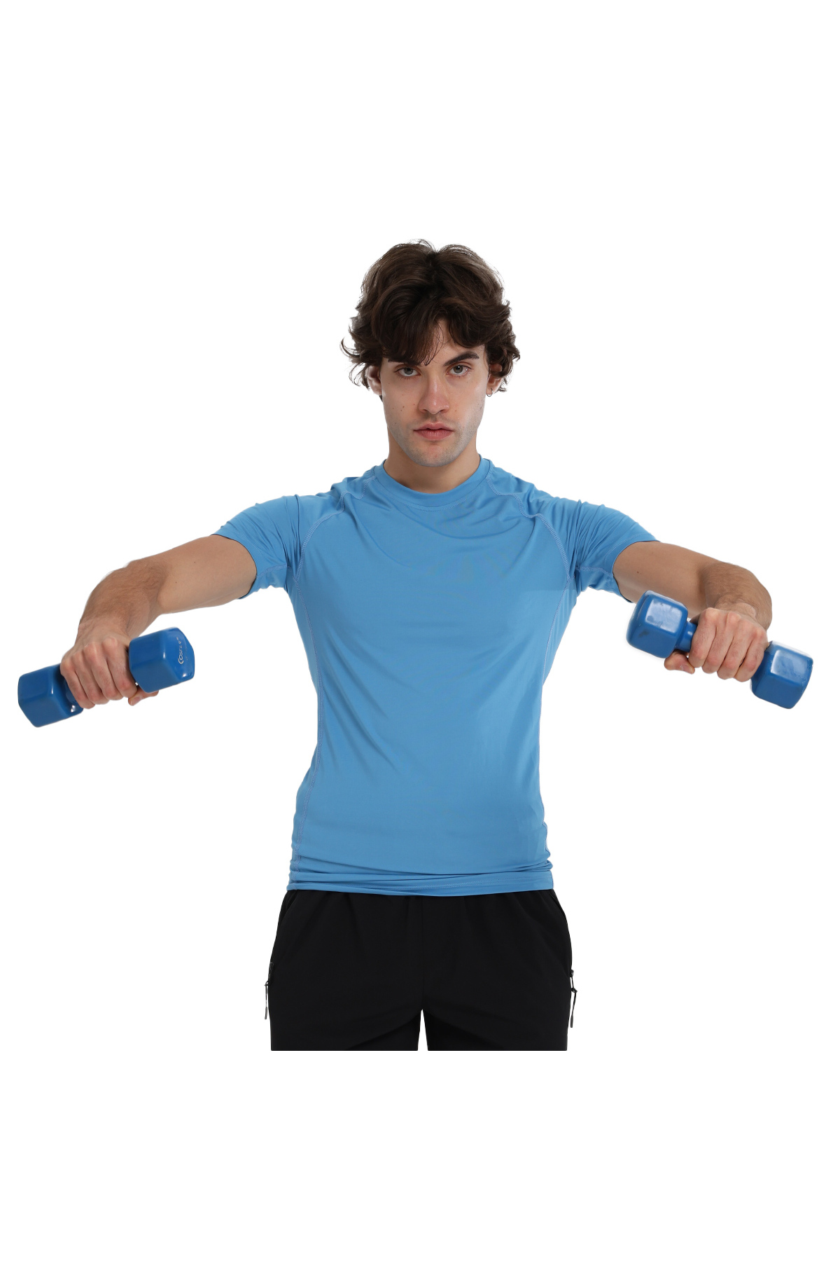 Yuma Slim Erkek Mavi Antrenman T-Shirt 25KE1026-RMVI