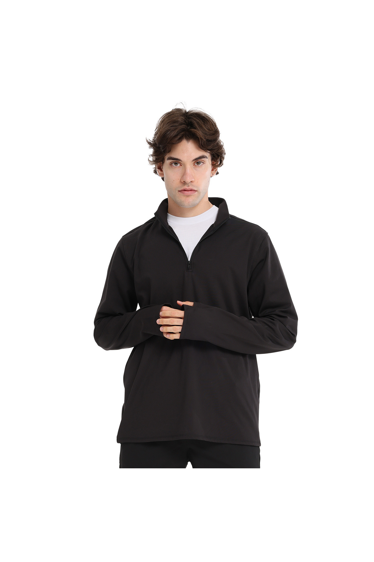 Boone Half-Zip Erkek Siyah Antrenman T-Shirt 25KE1015-SYH