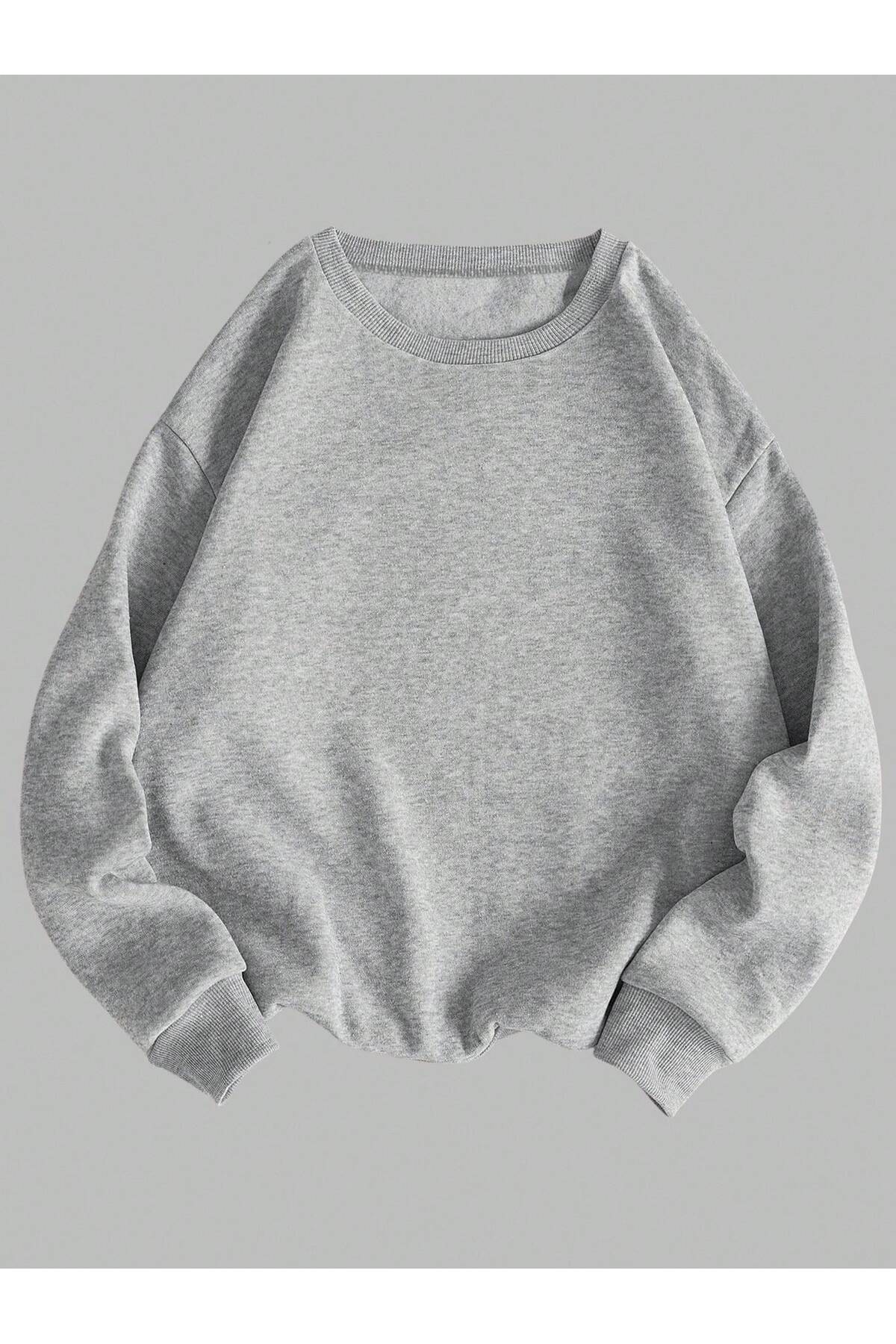 EYAX MODA 3'LÜ AVANTAJ SET BÜYÜK BEDEN BİSİKLET YAKA SWEATSHIRT görsel 3