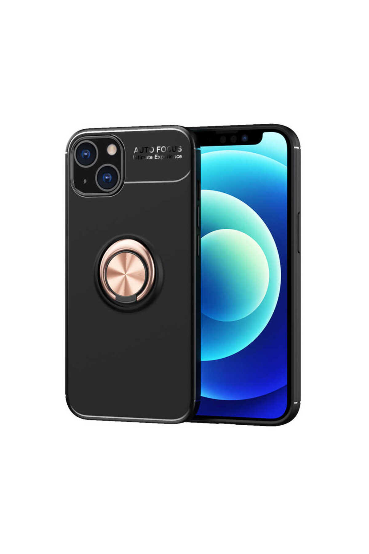 iPhone 13 Uyumlu LCKC Ravel Silikon Kılıf-Siyah-Rose Gold