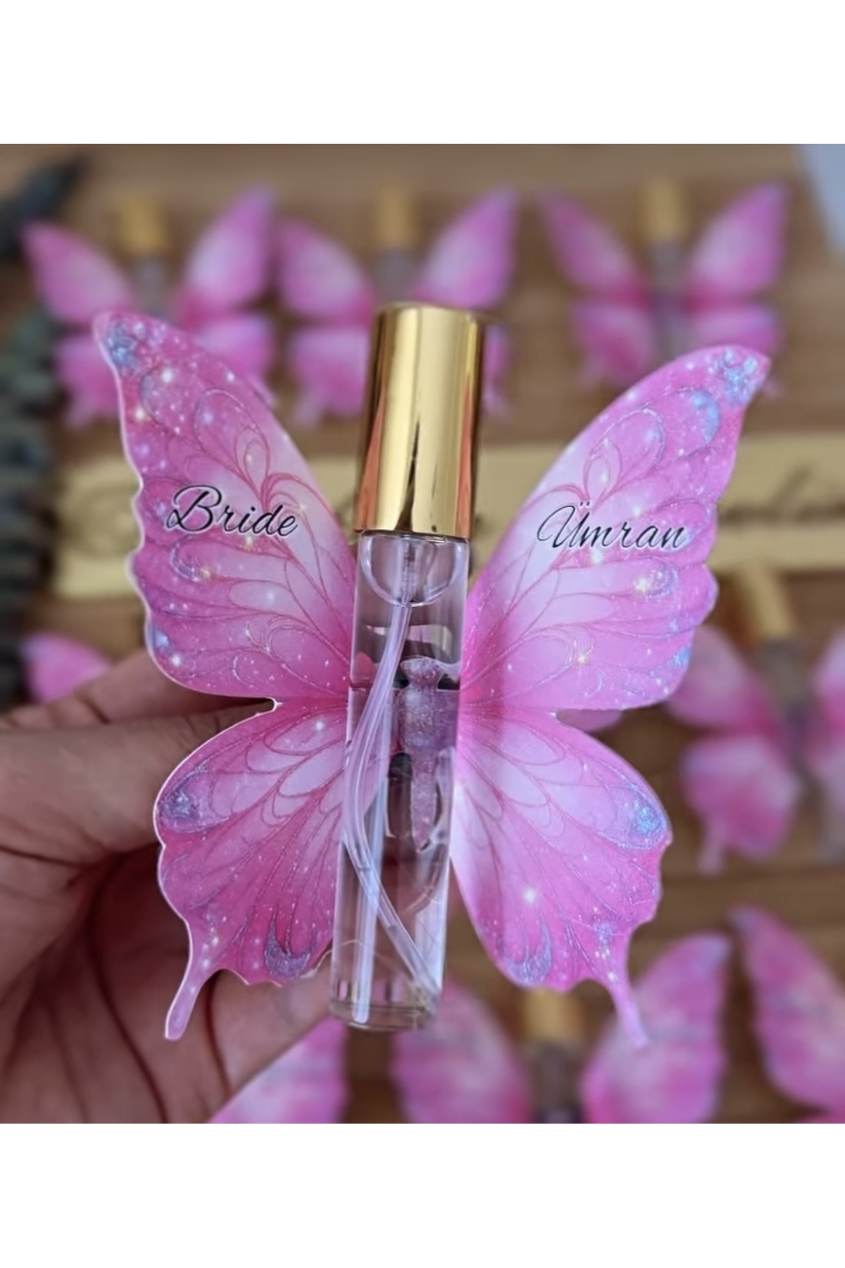Gökçem hediyelik 20 adet kelebek kartlı magnet kolonya şişesi