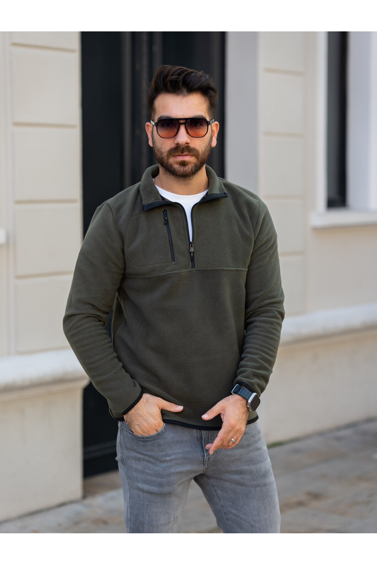 FERMUARLI POLAR SWEATSHİRT — خاکی FPS-02