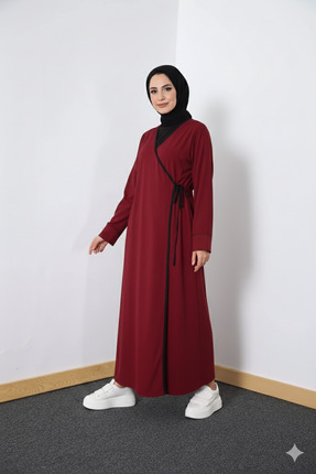 Defkay Tek parça kruvaze yandan bağlamalı kadın namaz elbisesi sabahlık