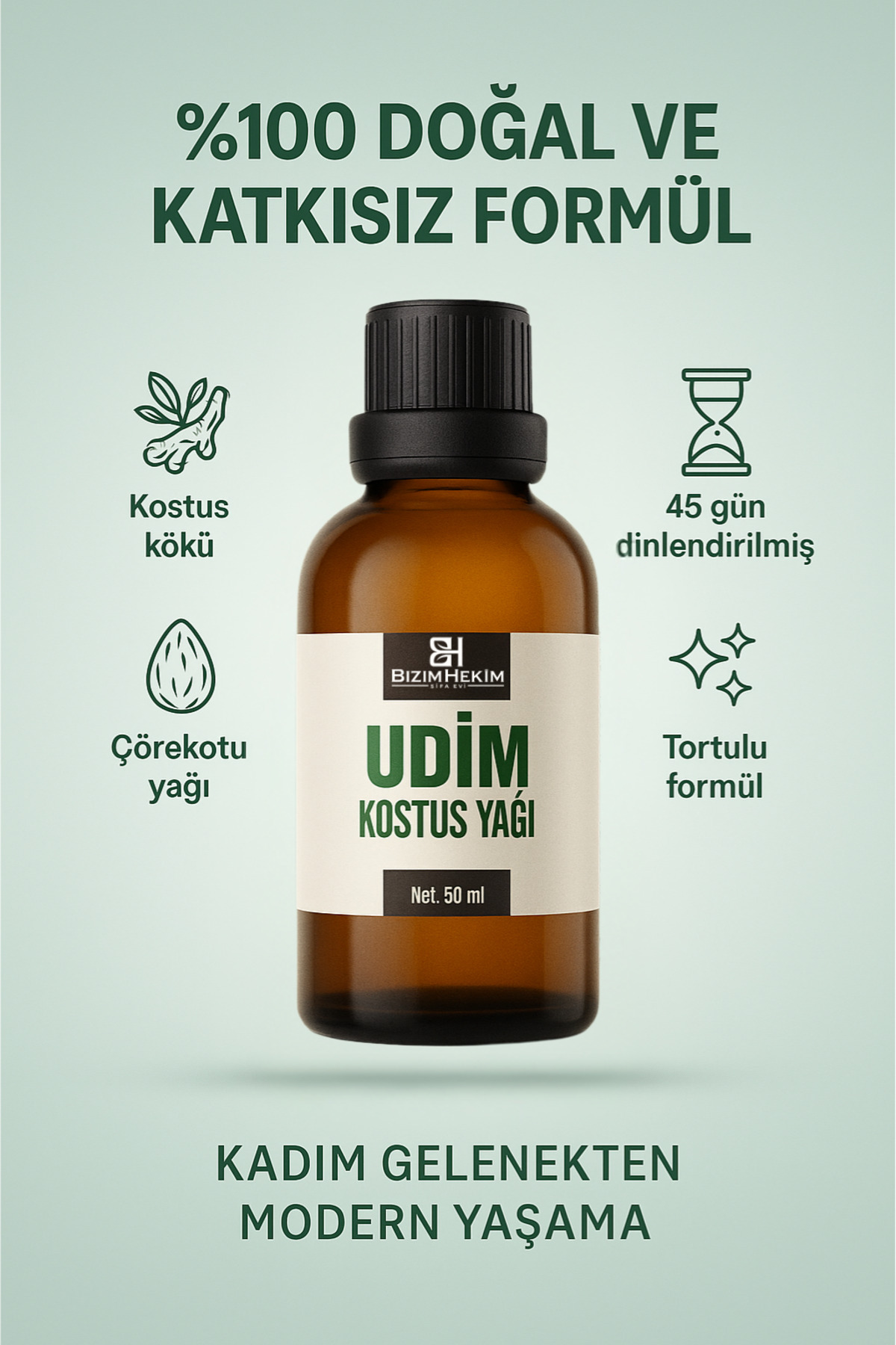 UDİM Udi Hindi (Kostus) Yağı 50 ml – Çörekotu Yağı Emilimli, %100 Doğal & Katkısız — udim1 — تصویر 3 از 5