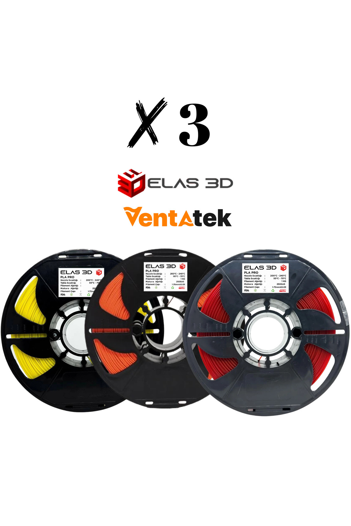 ELAS3D Elas 3D Pla Pro Filament 1.75mm 3 Kg Avantajlı Paket