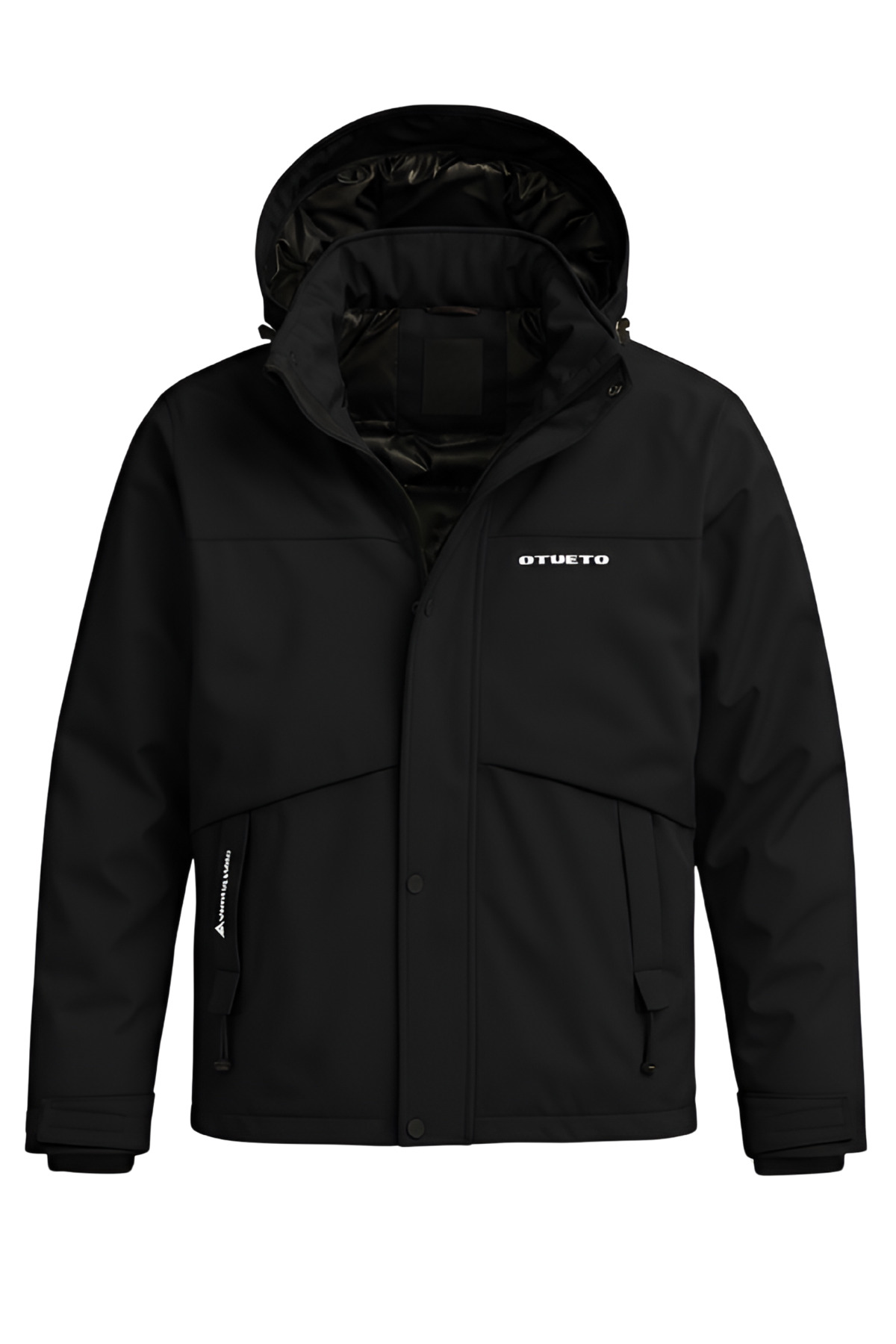Erkek Gri Su ve Rüzgar Geçirmez Çıkartılabilir Kapüşonlu Softshell Mont & Kaban - Siyah