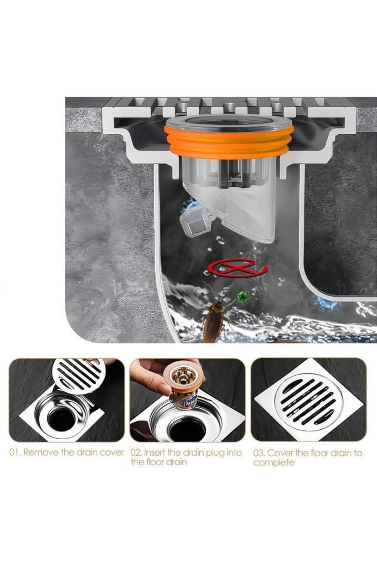 Nirnisa 3.2x4.5 cm Koku Giderici Lavabo Tıkacı Banyo Küvet Süzgeci Gider Tıkanma Önleyici Çekvalfli Adaptör