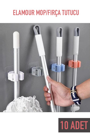 ELAMOUR Kendinden Yapışkanlı Pratik Mop Temizlik Fırçası Tutucu Mop Askısı 10...