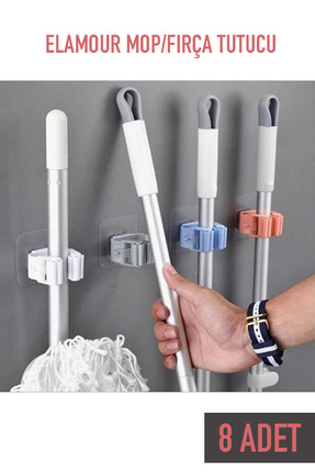 ELAMOUR Kendinden Yapışkanlı Pratik Mop Temizlik Fırçası Tutucu Mop Askısı 8 ...