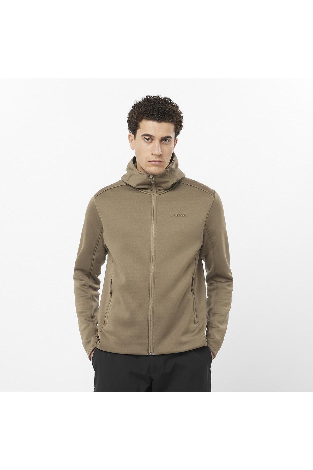 maronページ Salomon OUTLINE WARM Erkek Kapüşonlu Polar SHITAKE LC2293400