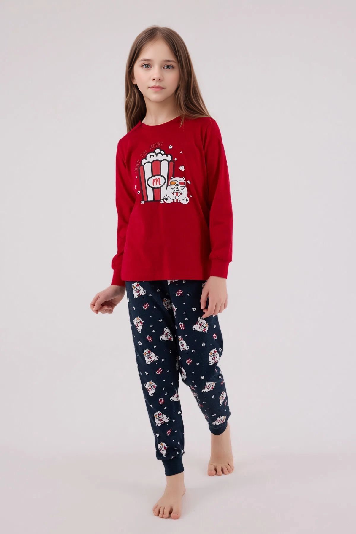 Loule %100 Pamuklu Anne & Kız Çocuk Baskılı Kırmızı İkili Pijama Takımı L1.RP.367.8.002 fotoğrafı 5 (önizleme)