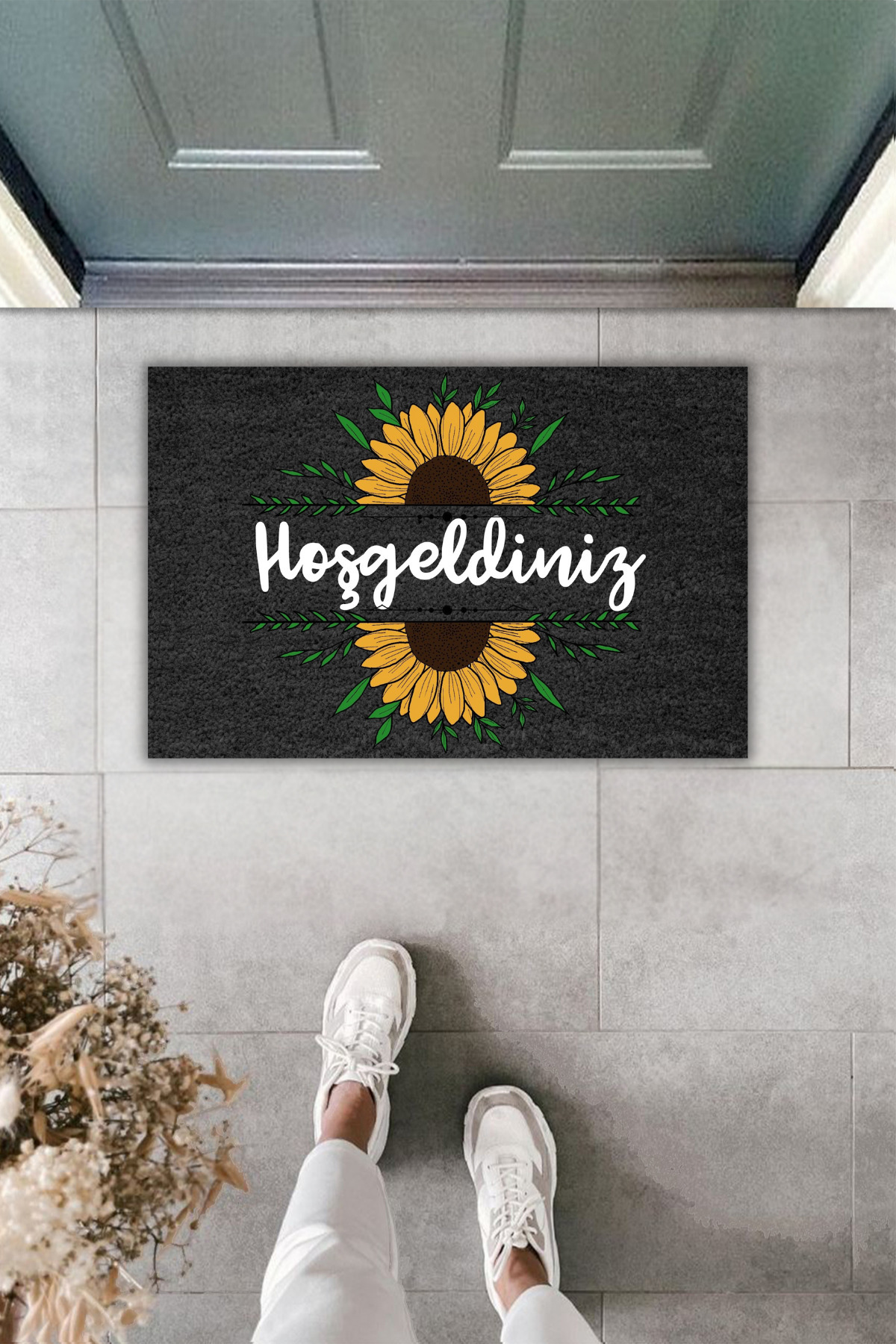 Decorative Digital Mat Personalized Smoked Door Mat with Sunflower Design 70x45cm
