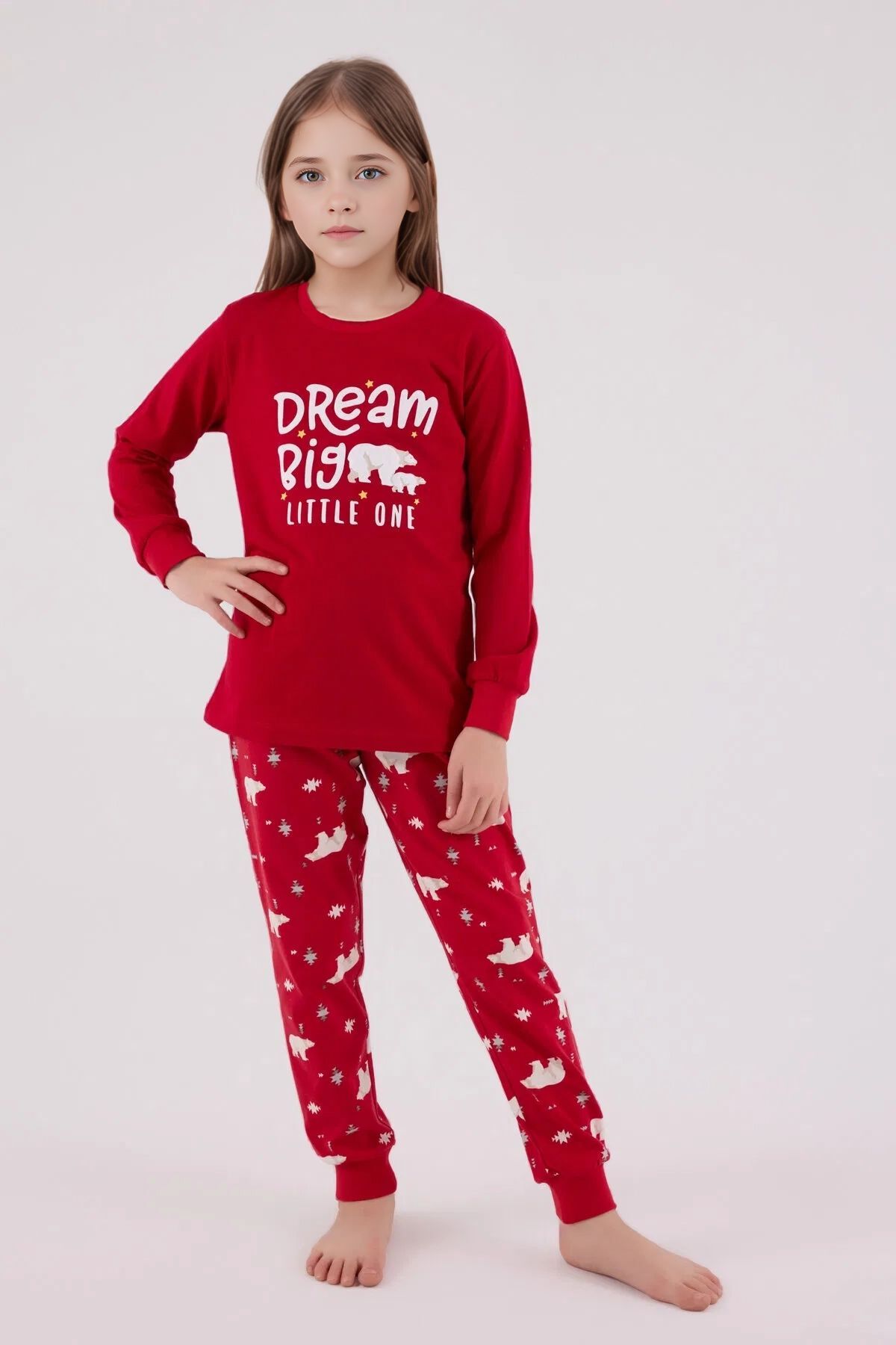 Loule %100 Pamuklu Anne & Kız Çocuk Baskılı Kırmızı İkili Pijama Takımı L1.RP.371.7.002 fotoğrafı 4 (önizleme)