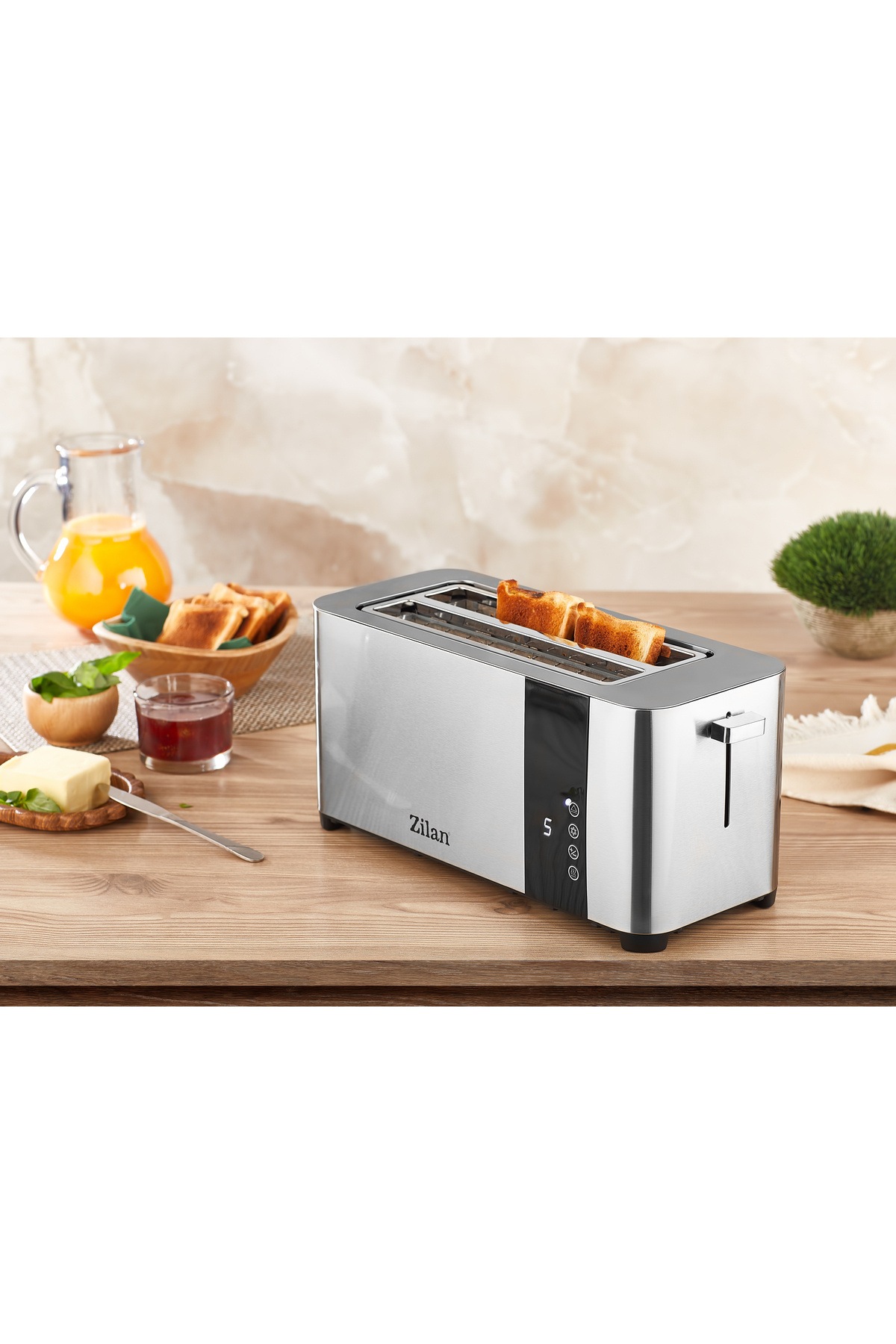 DEKORANLA Dijital Ekmek Kızartma Makinesi, 1400W, Yeniden Isıtma ve Buz Çözme, Beyaz