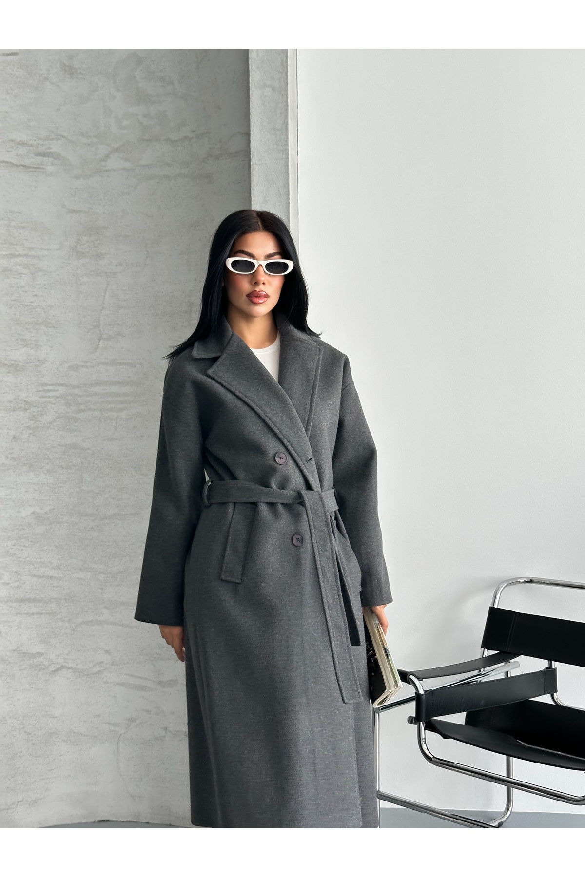 Fashionbox kadın premıum kalite oversize astarlı kaban 25105 görsel 2