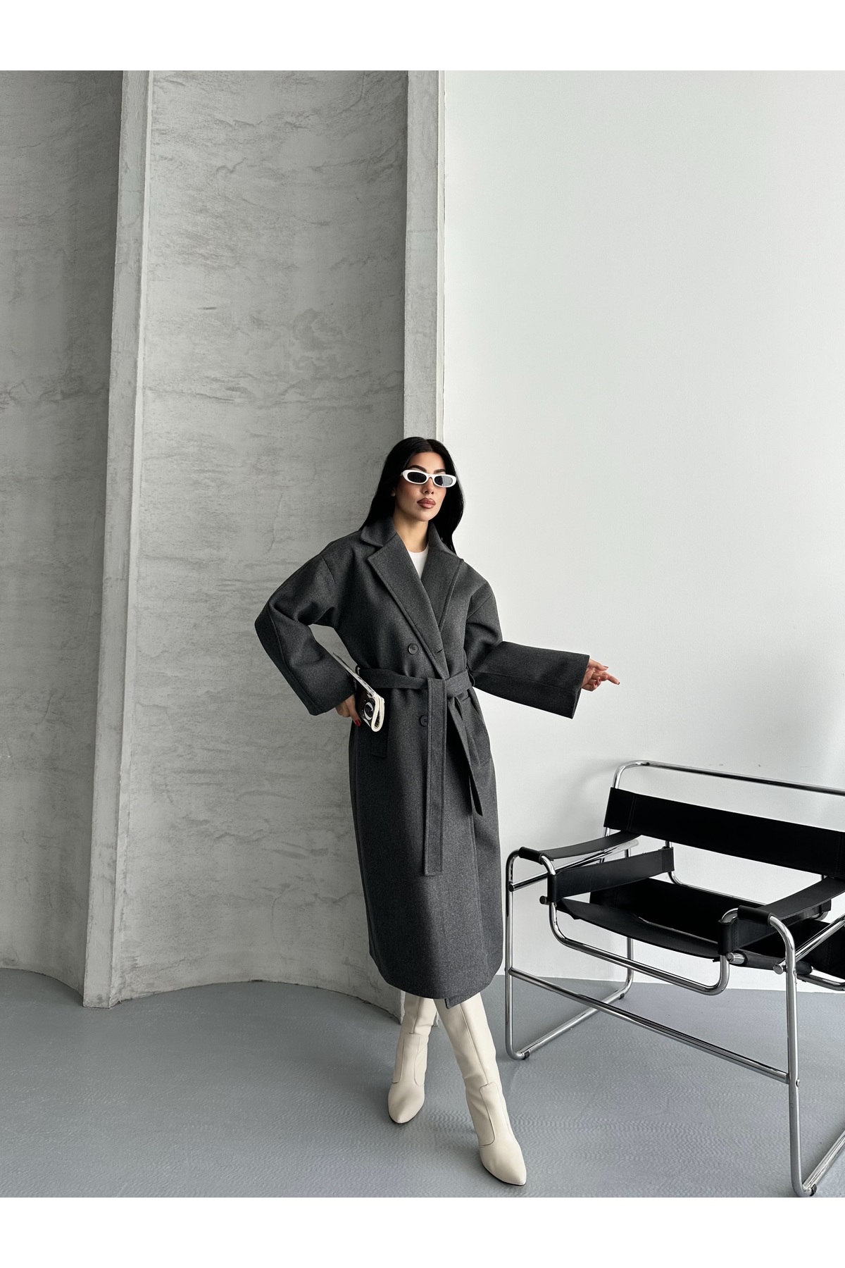 Fashionbox kadın premıum kalite oversize astarlı kaban 25105 görsel 4