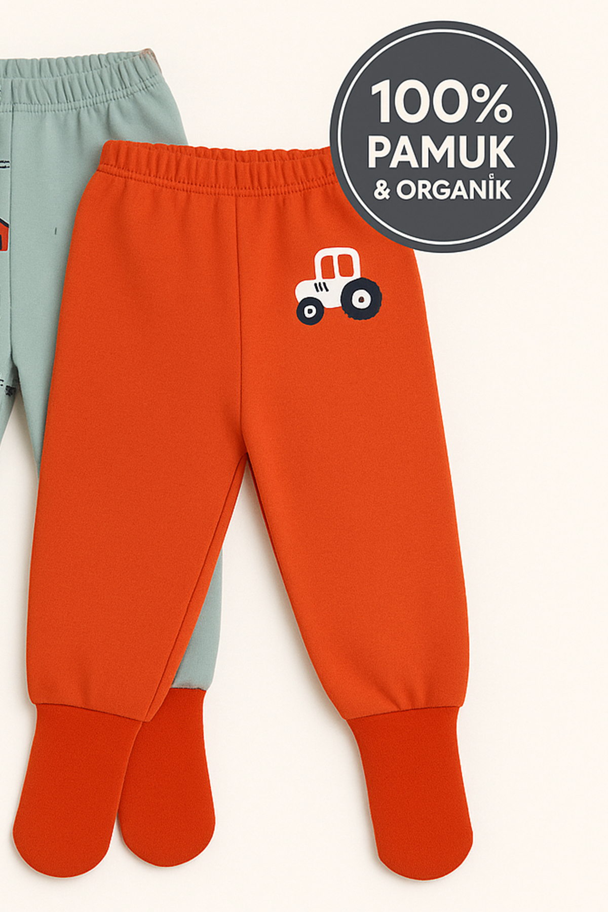 Melekpare Bebek&çocuk Organik Patikli Pantolon Kendinden Çoraplı Alt Pijama Mevsimlik Pamuk 2'li Set fotoğrafı 2 (önizleme)