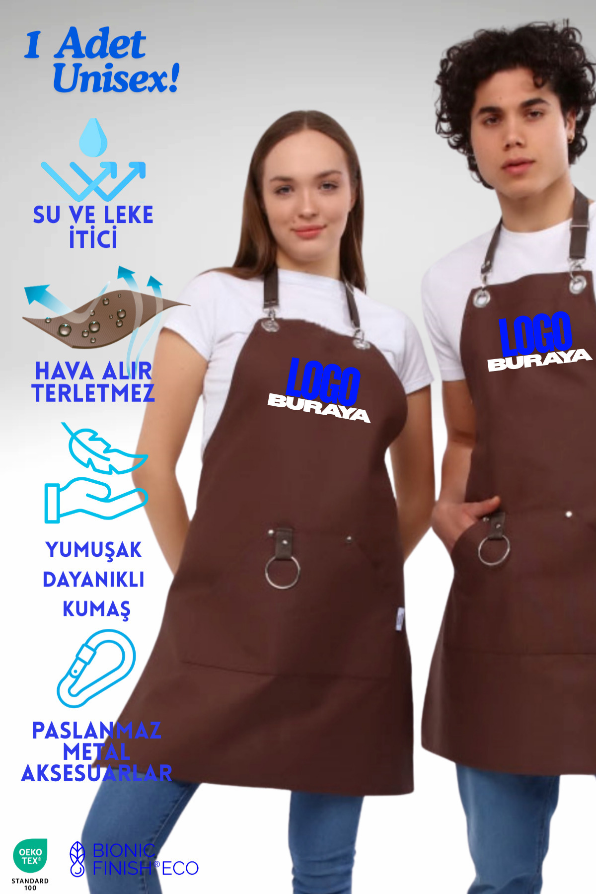Water Repellent Stainproof Apron with Custom Embroidery Logo Cafe Pastry Shop Kitchen Chef Florist Aprons