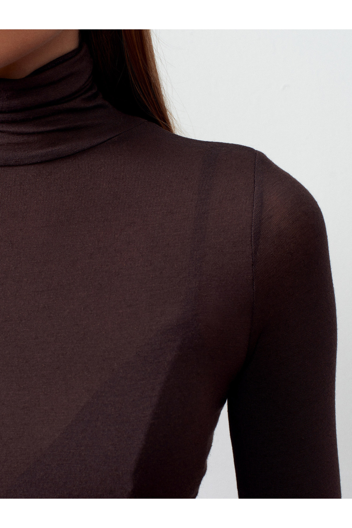 Dilvin 32277 Рибальський комір Кашеміровий блуз - Кава