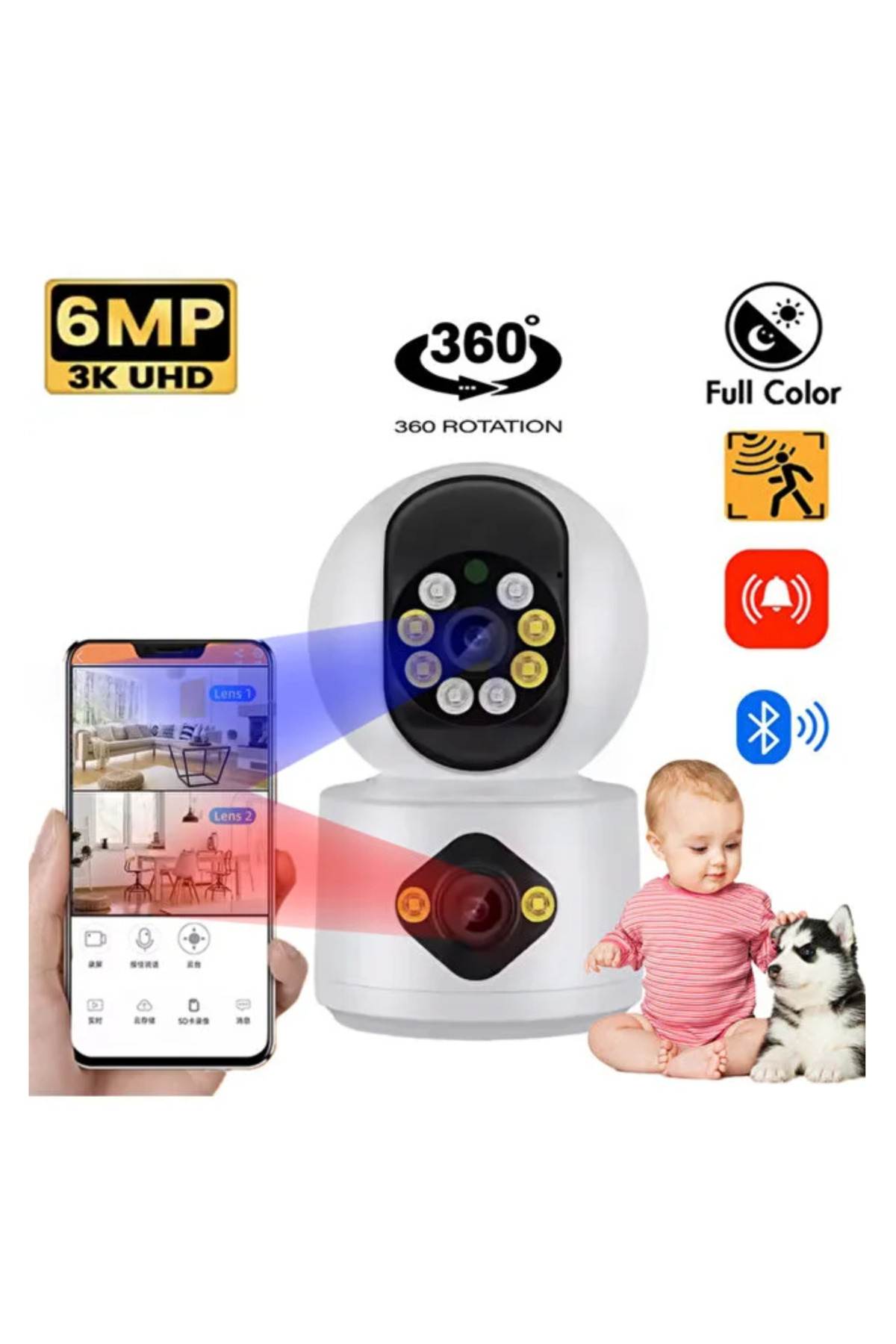 YOYO MART Bebek Kamerası Akıllı Ev Kamerası WIF Kablosuz Güvenlik Kamerası 4MP Bebek Monitörü fotoğrafı 2 (önizleme)