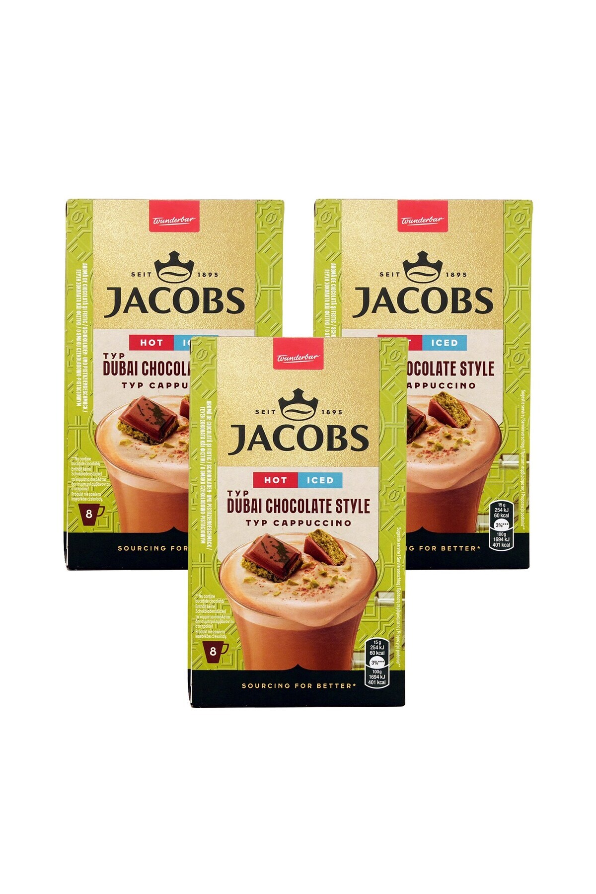 Jacobs Dubai Çikolatalı Cappuccino 19,5 gr 8 li x 3 Kutu (24 Adet)