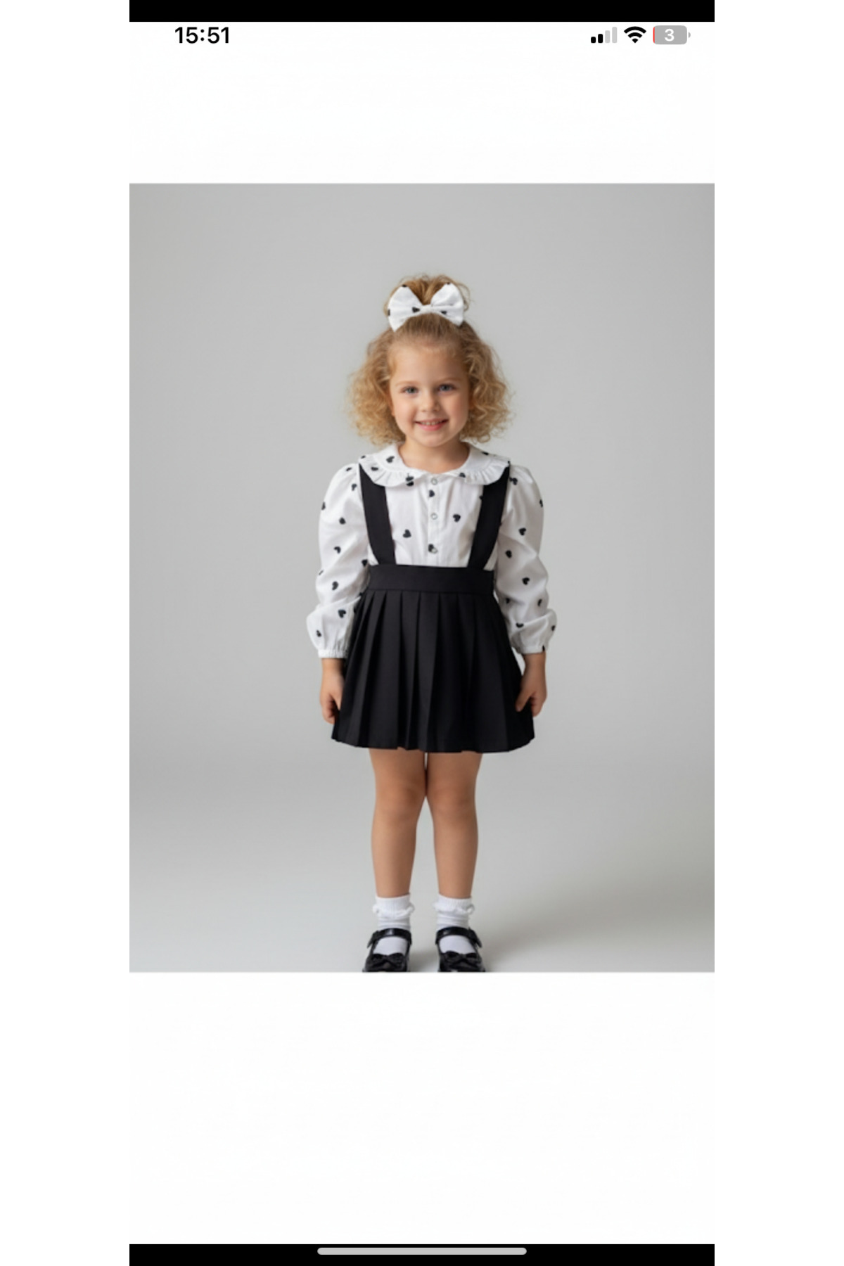 Tinypeople Kız çocuk kalpli gömlekli jile takım kız çocuk şık takım alt üst takım etek gömlek takım fotoğrafı 3 (önizleme)