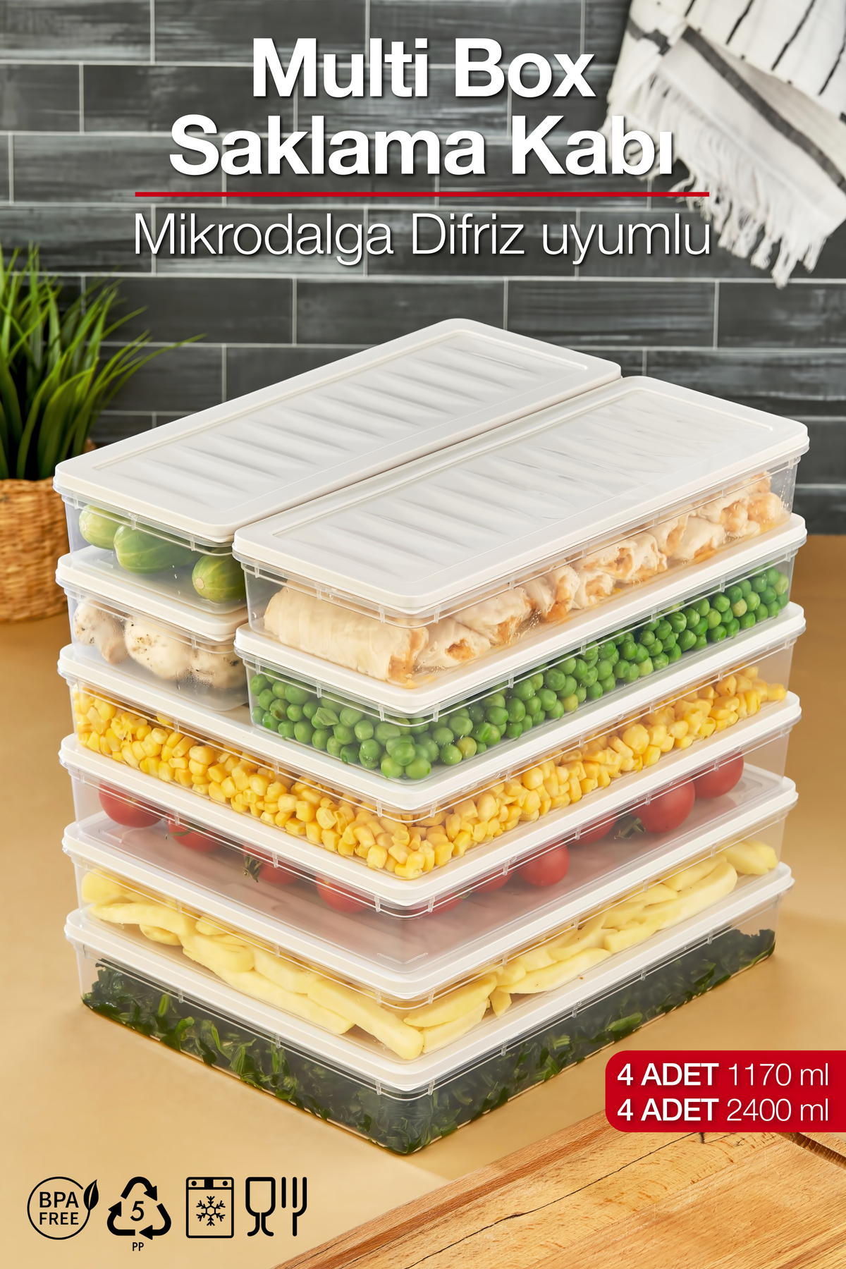 Multi Box 8-Piece 2-Size Storage Box Set - Freezer & Microwave Compatible