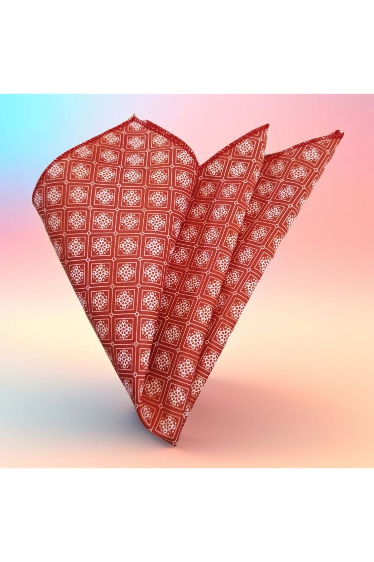 Exve Exclusive Bordo üzeri Beyaz Denizci Baskılı PES Cep Aksesuarı Yaka Mendili