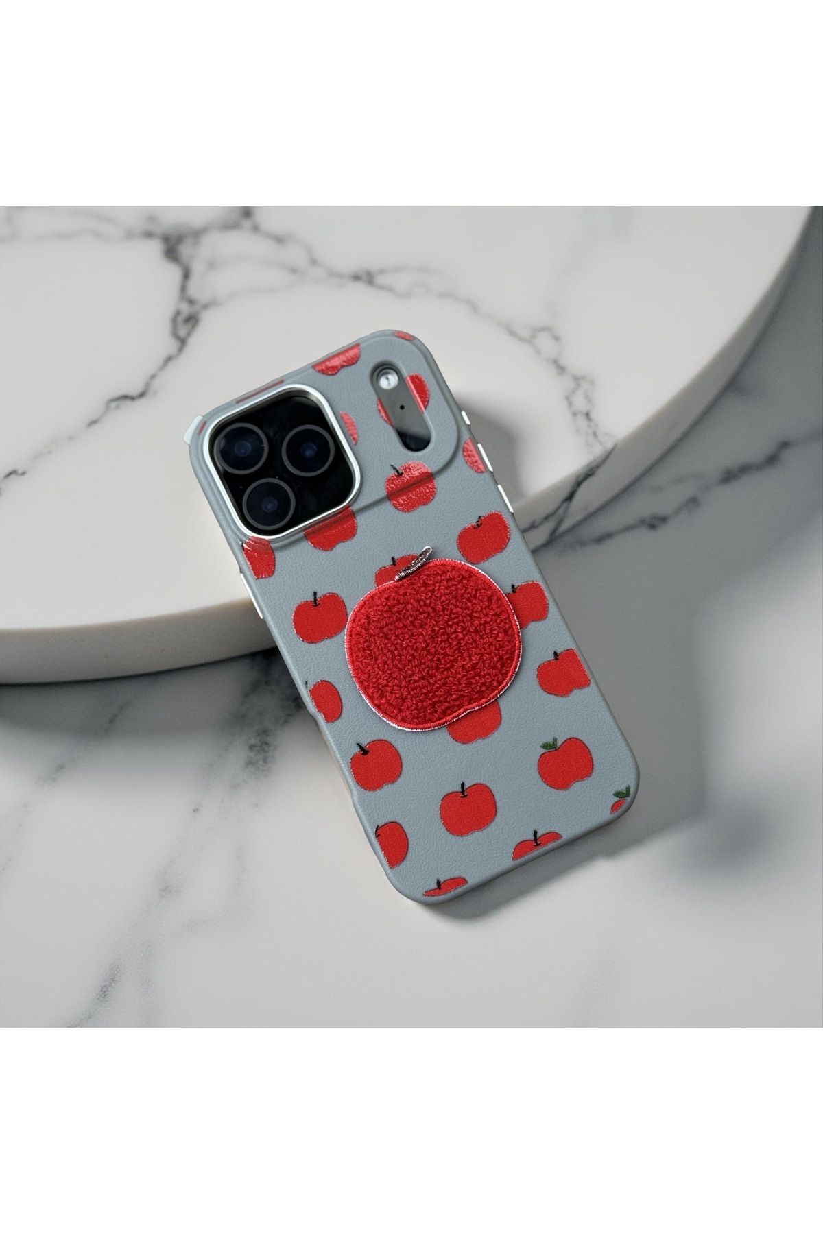 Iphone 15 Plus (6.7 inch) Compatible Embossed Patterned Leather Look Cute Case