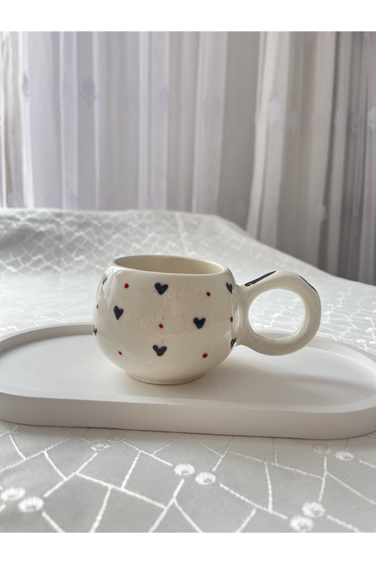 Mini Kalpli El Yapımı 180 ml Çay / Kahve Fincanı