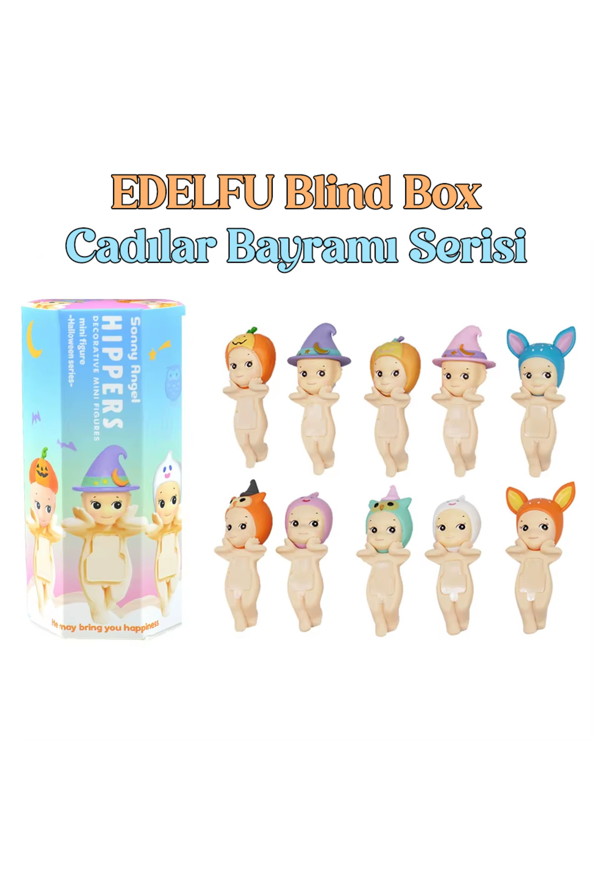 EDELFU Sonny Angel Halloween Serisi (Rastgele 1 Model Gönderilir) Yapışkanlı Cadılar Kılıf Süsü Blind Kutu