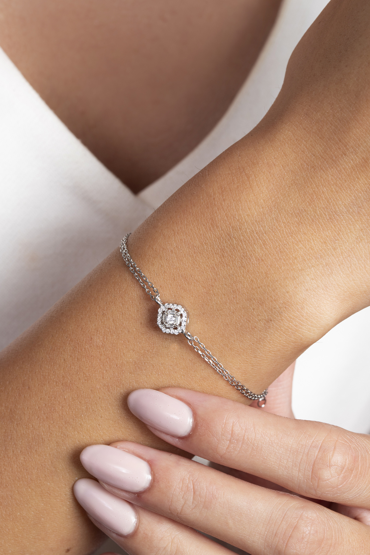 Elika Silver 925 Ayar Gümüş Çift Sıra Bileklik