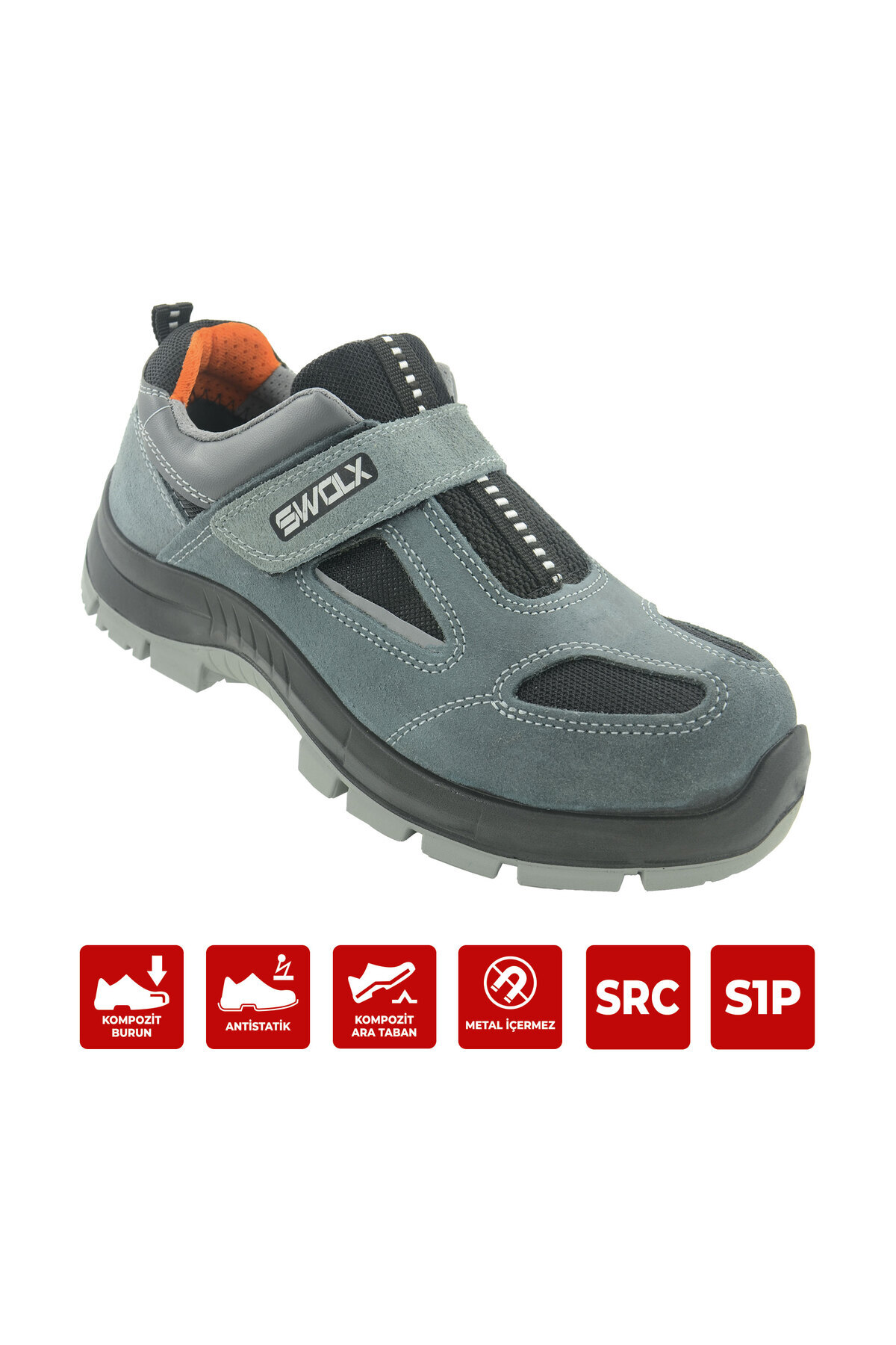  کفش کار ضد آب CLAS-X 12 با روکش جیر خاکستری و پنجه کامپوزیت S1P سایز 43