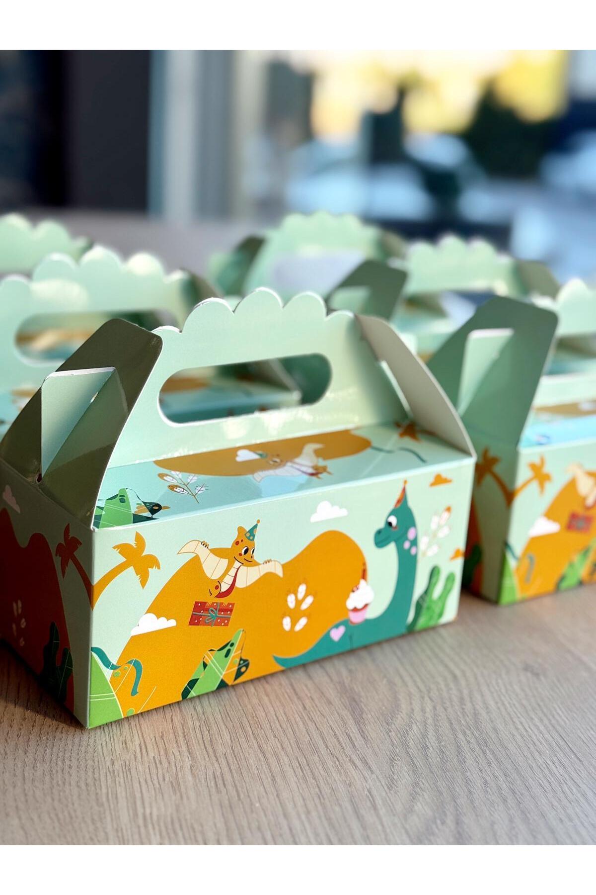 KOLİX Dinazor Kutusu 25 'li El Tutmalı Çanta Doğum Günü Hediye Kutusu Pasta Kutusu fotoğrafı 2 (önizleme)