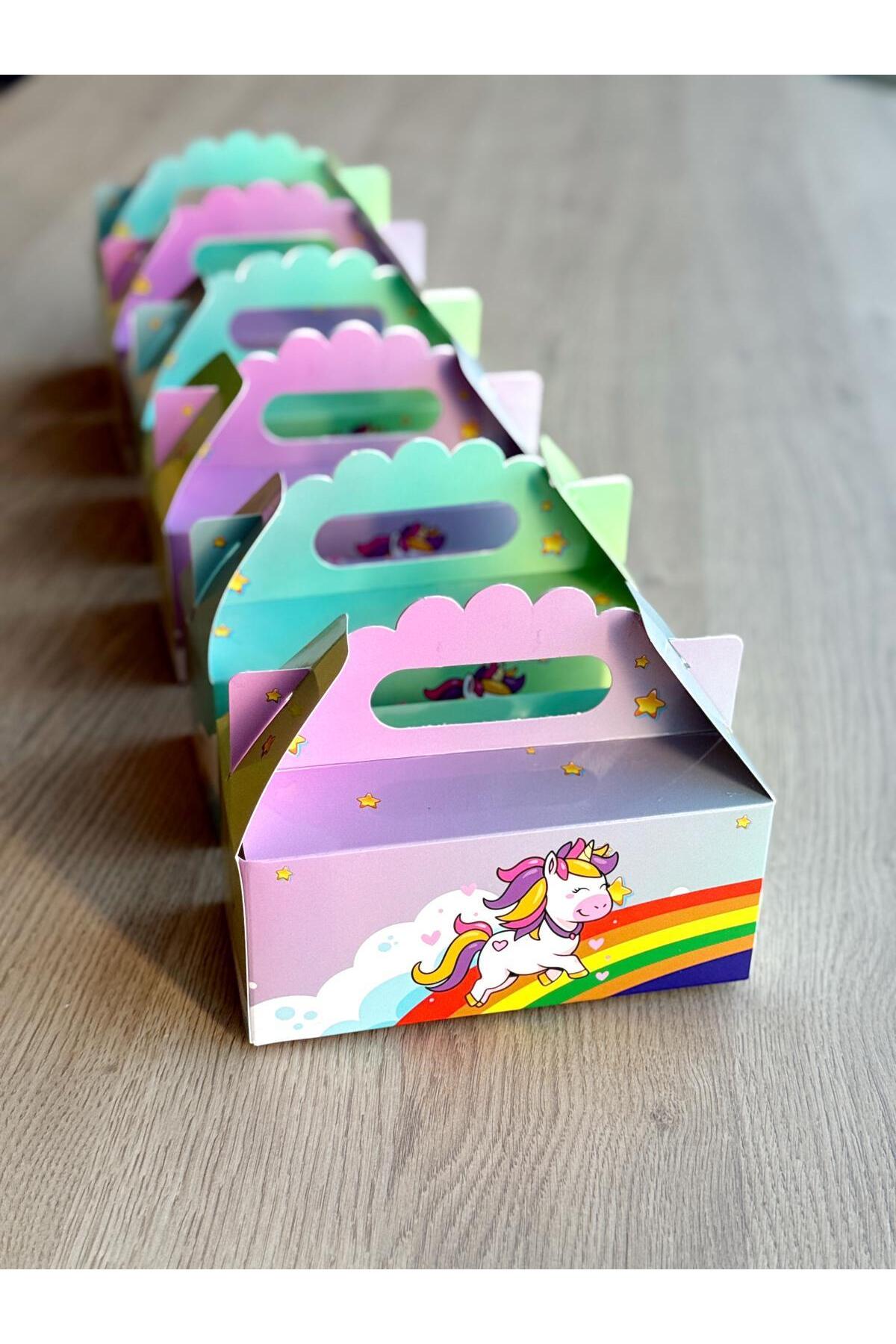 KOLİX Unicorn Kutusu 25 'li El Tutmalı Çanta Doğum Günü Hediye Kutusu Pasta Kutusu fotoğrafı 3 (önizleme)