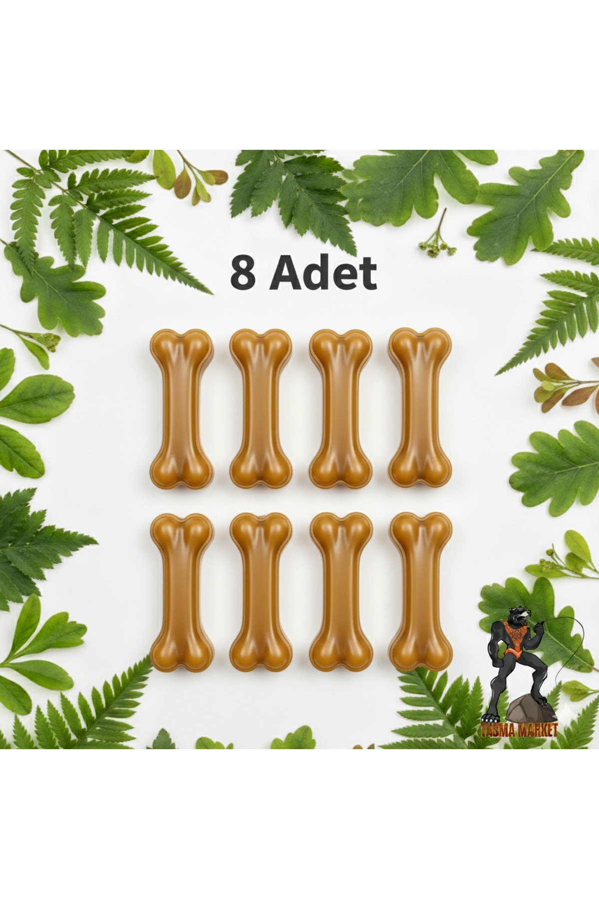 Tasma Market 8 Adet 7.5 cm Doğal Sığır Derisi Yavru ve Küçük Irk Köpek Diş Kaşıma Kemiği