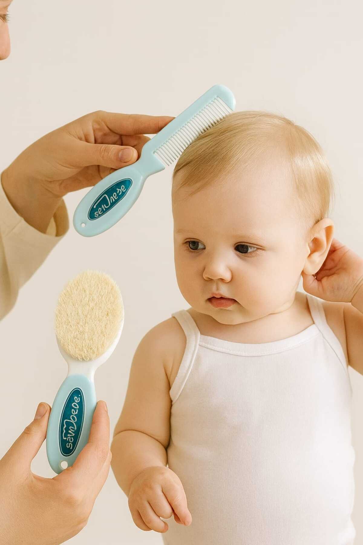 MİLAYS LİFE HOME COLLECTİON BEBEKLER İÇİN HİPOALERJENİK YUMUŞAK FIRÇA VE TARAK SETİ