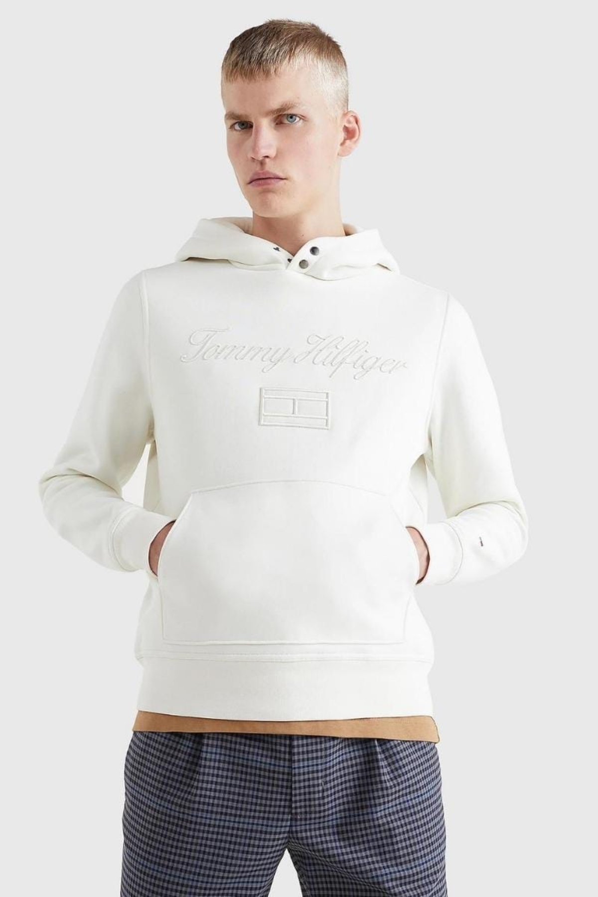 تامی هیلفیگر سویشرت مردانه کلاه دار باریک گلدوزی شده