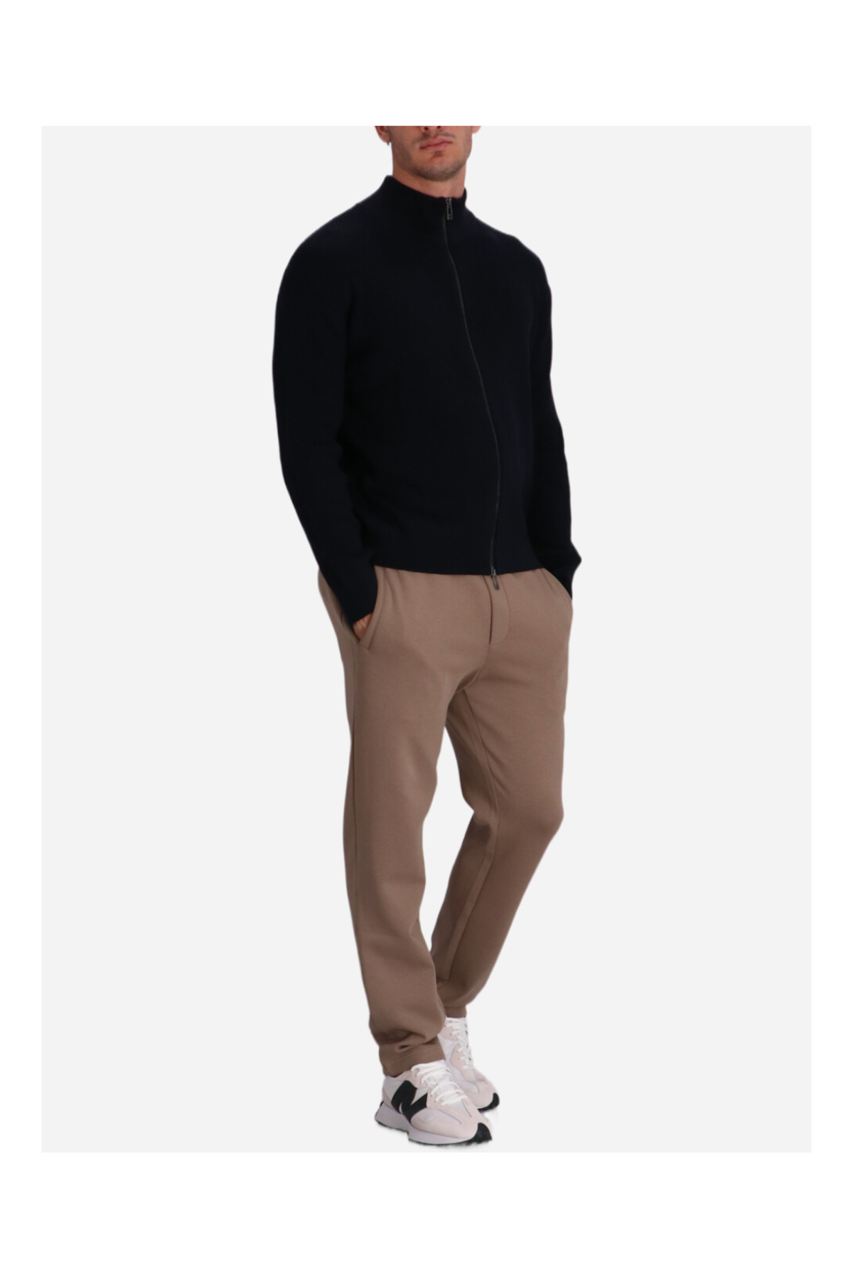 امپوریو آرمانی شلوار مردانه کمر معمولی نخی قهوه‌ای طرح لوگودار 8N1PD8 1JHSZ-U6189