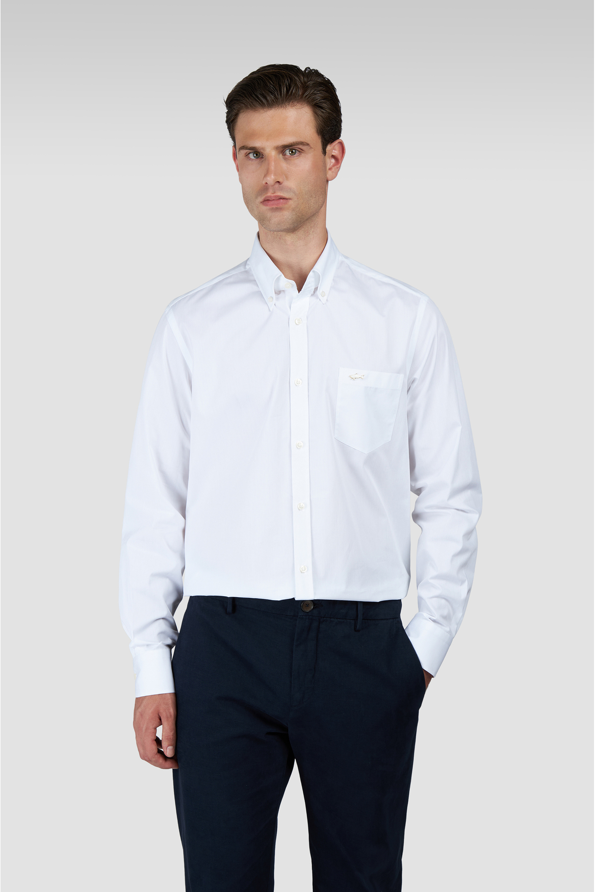 پال اند شارک پیراهن مردانه آستین بلند طرح کوسه، جنس کتان، جنس کتان متالیک، رنگ سفید، کد ۱۵۳۱۳۳۱۶-۰۱۰