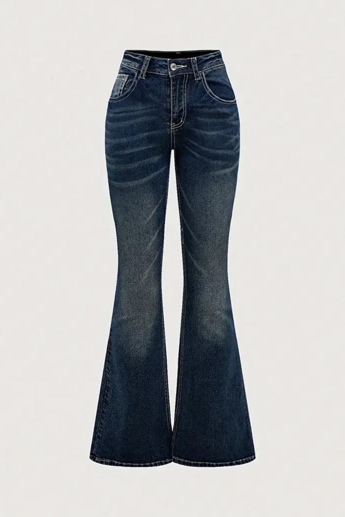 Karakedi  Lacivert Butterfly Cep Detaylı İspanyol Paça Y2K Pantolon - Görsel 2