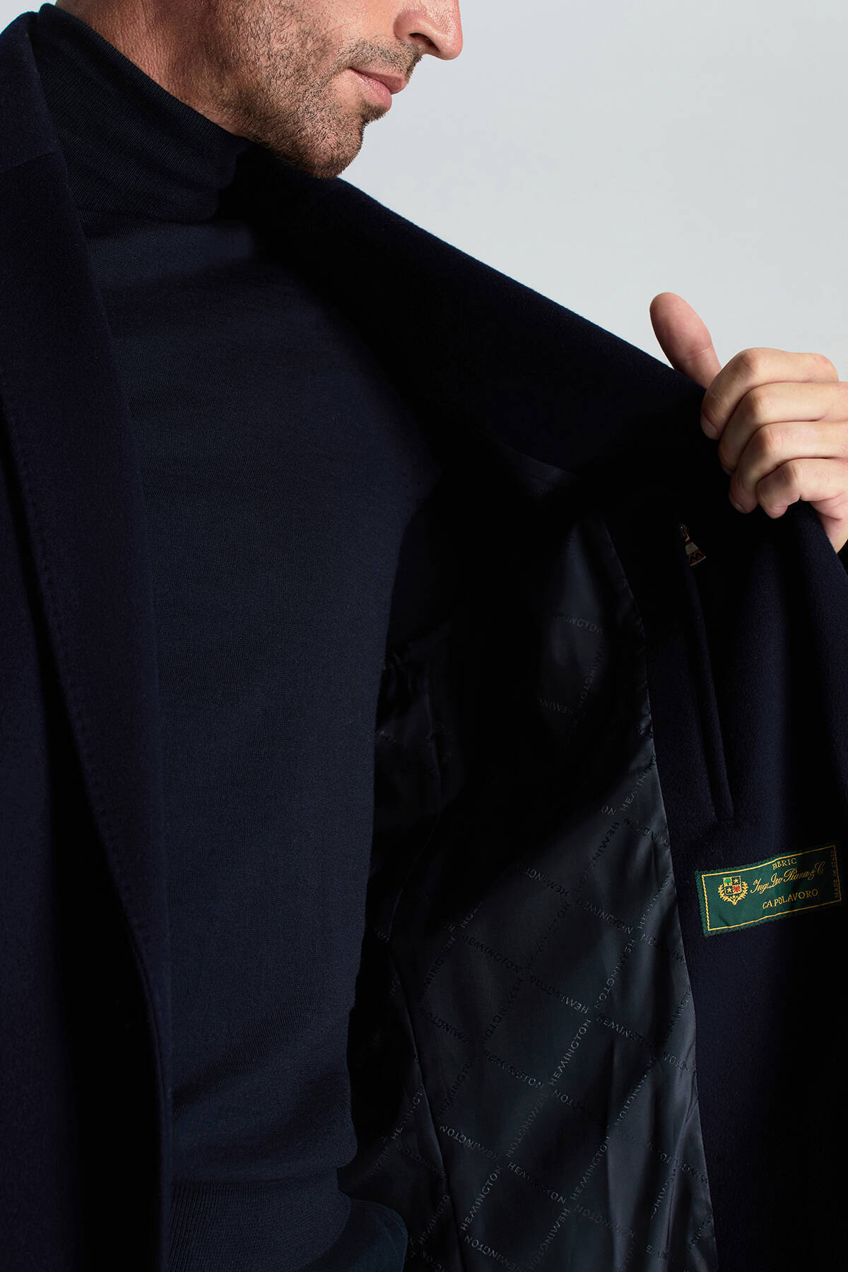 Hemington  İtalyan Saf Yün Lacivert Palto - Görsel 6