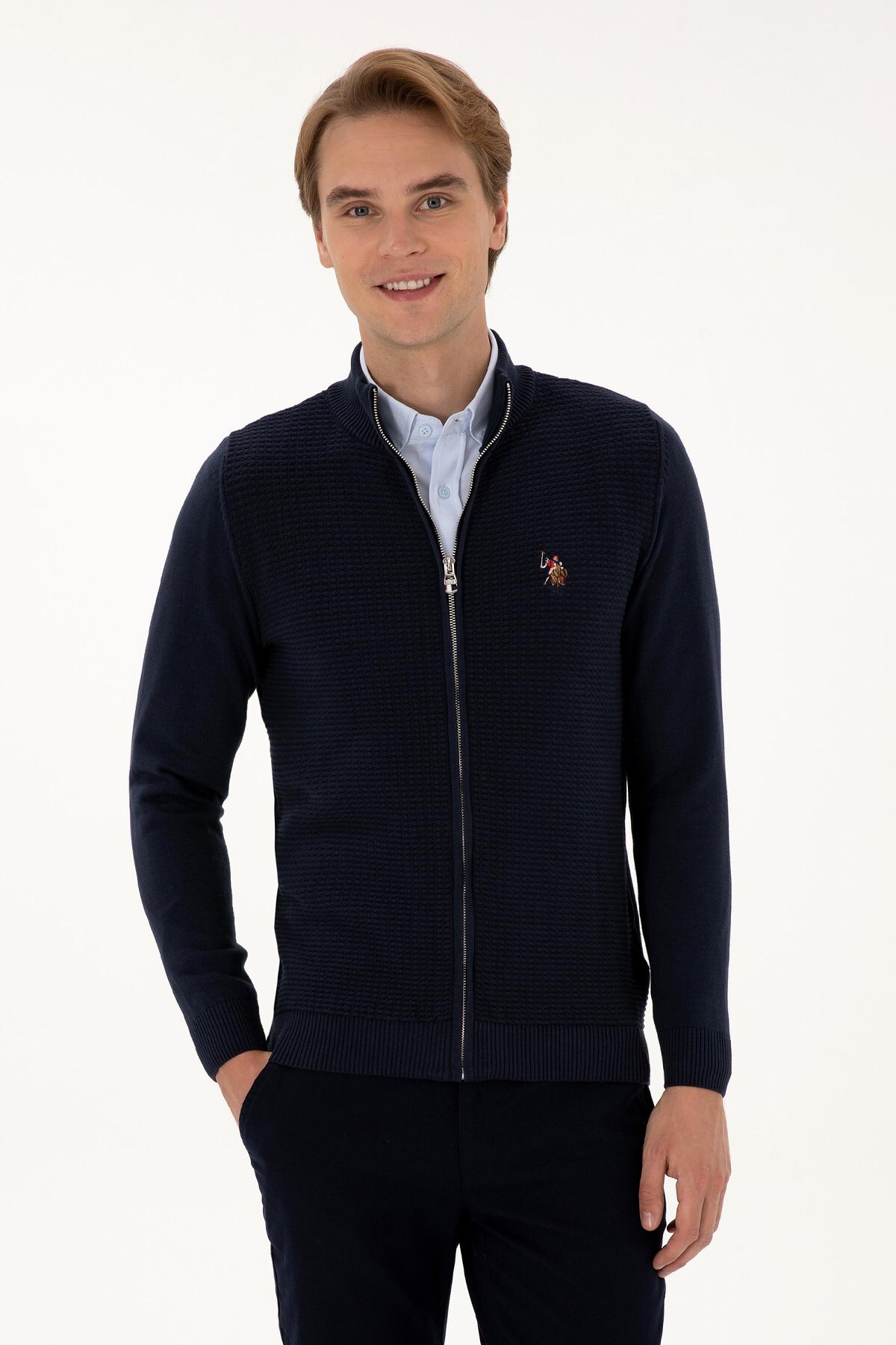 یو اس پولو ژاکت کش باف پشمی مردانه