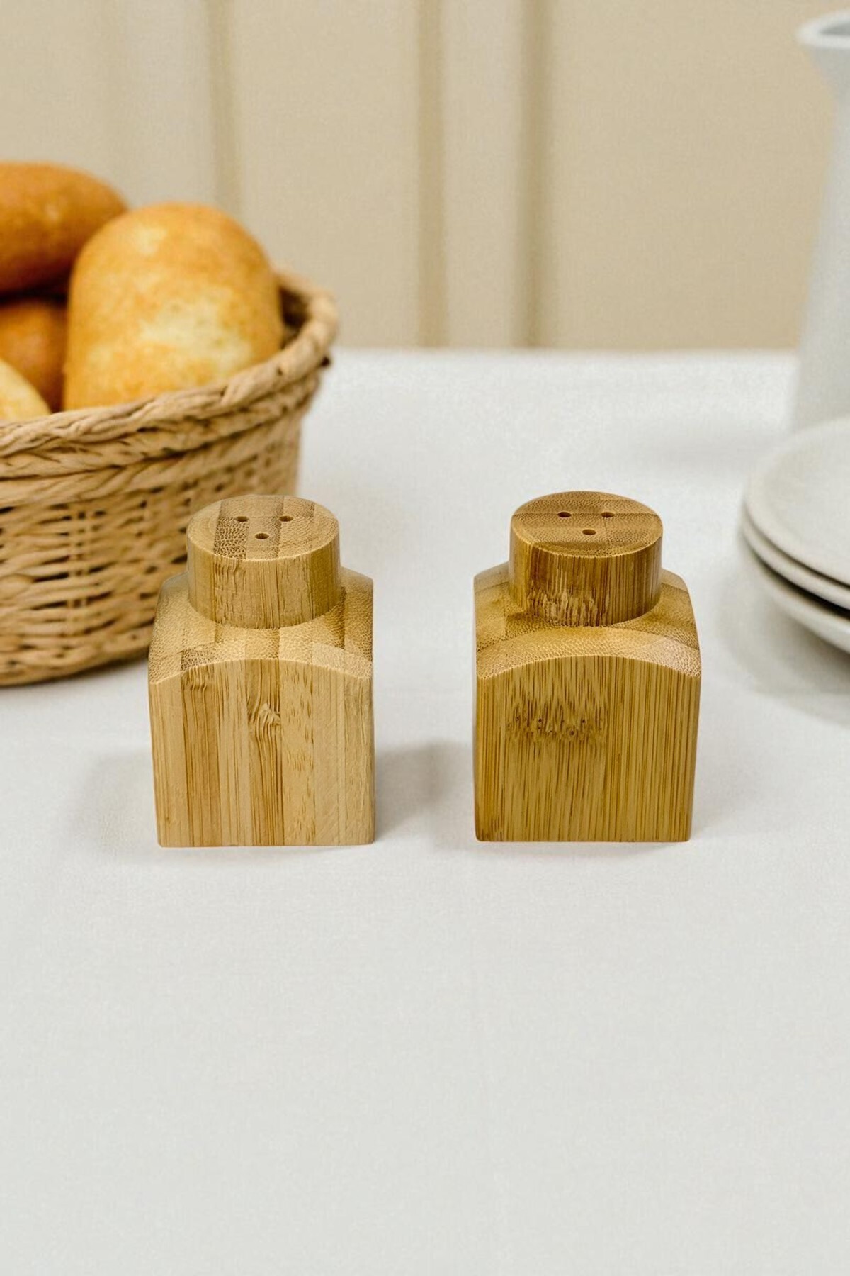 Kitchen Way Bambu 2'li Klasik Tasarım Tuzluk Biberlik KW-469