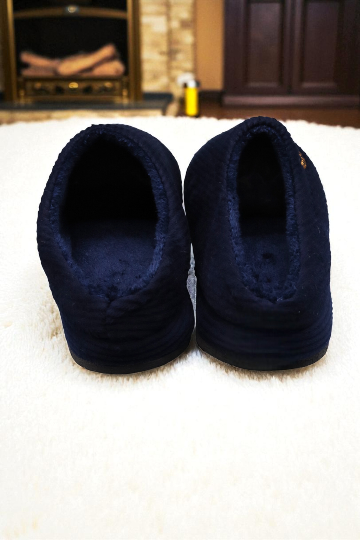 HFKY Unisex Nakışlı Kadife Fitilli Desen Rahat Yumuşak Tabanlı İçi Kürklü Ev Terliği. Terlik görsel 5